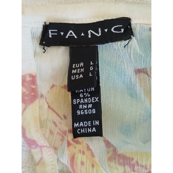 FANG Y2K Blouse Women’s  Multicolor Sheer Pleated Scoop Neck  W/Elastic Waist L - Picture 14 of 15
